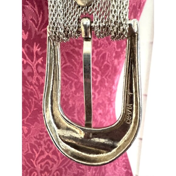 Vintage Heavy Weight Metal Mesh Chain Link Belt With Adjustable Fit Silver Tone main image 5